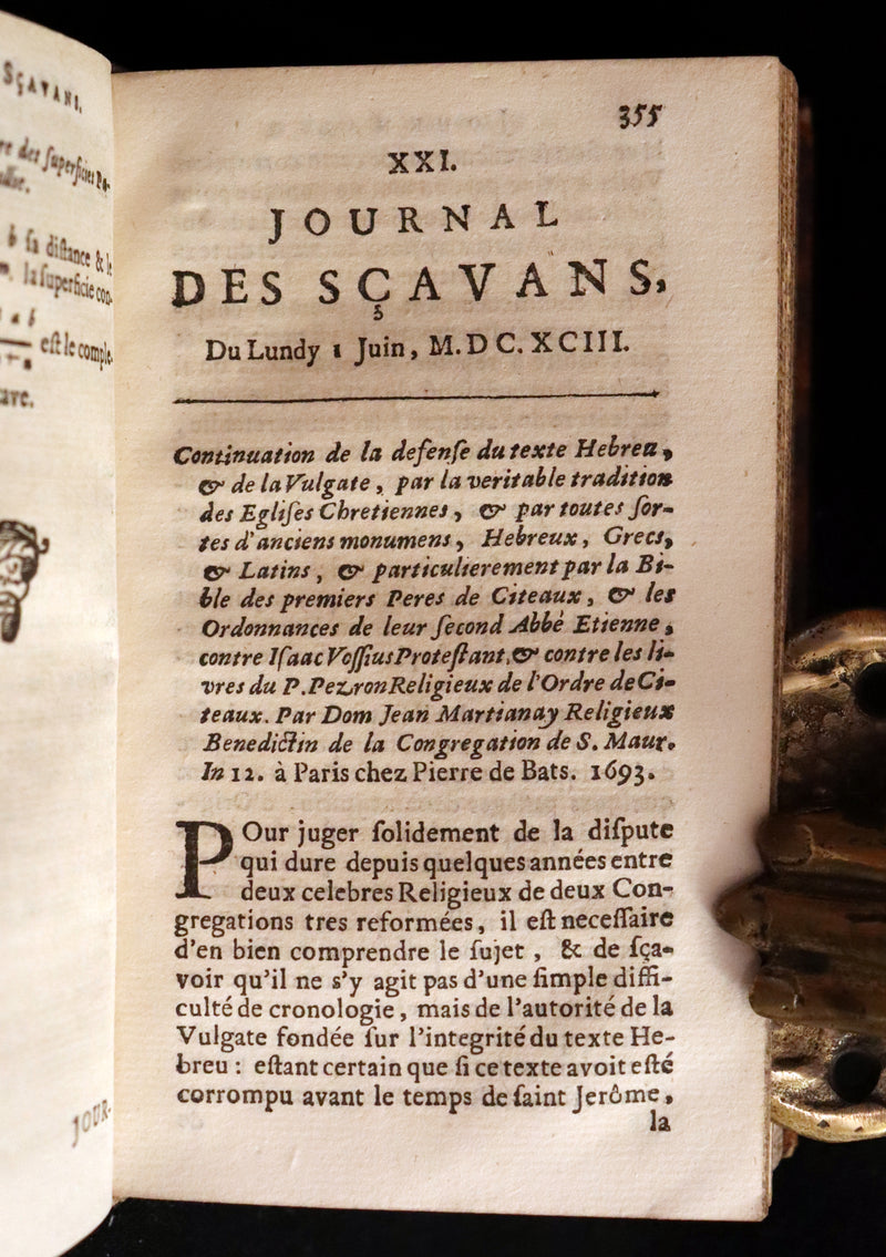 1694 Scarce French Book - Scientists' Journal for year 1693 - Journal des SCAVANS pour l'année 1693.