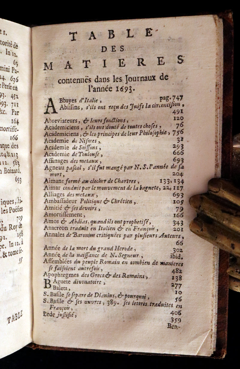 1694 Scarce French Book - Scientists' Journal for year 1693 - Journal des SCAVANS pour l'année 1693.