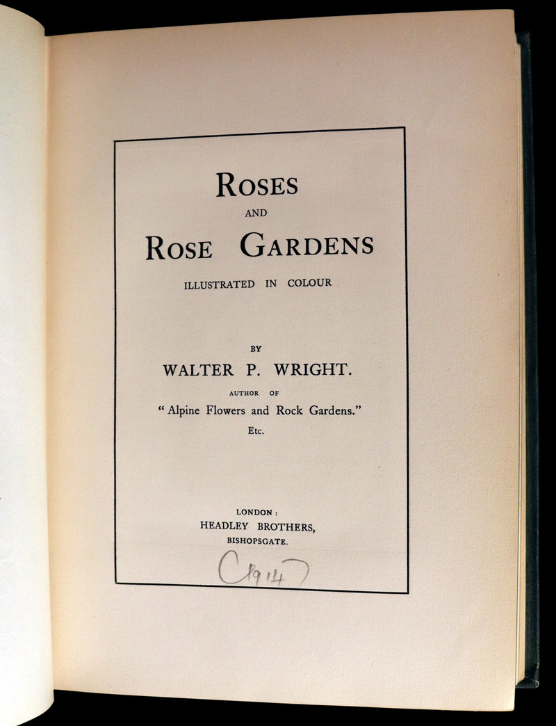 1914 Scarce Gardening Book - ROSES AND ROSE GARDENS by Walter P. Wright. Illustrated.