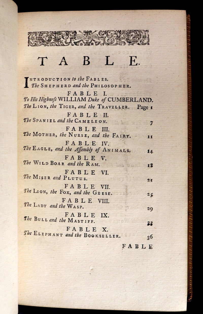 1757 Rare Book - FABLES in Verse by John Gay for the Prince William Augustus. Illustrated.