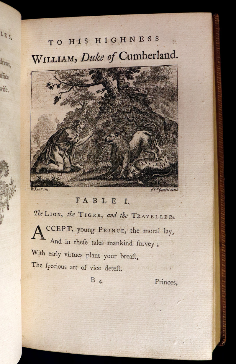 1757 Rare Book - FABLES in Verse by John Gay for the Prince William Augustus. Illustrated.