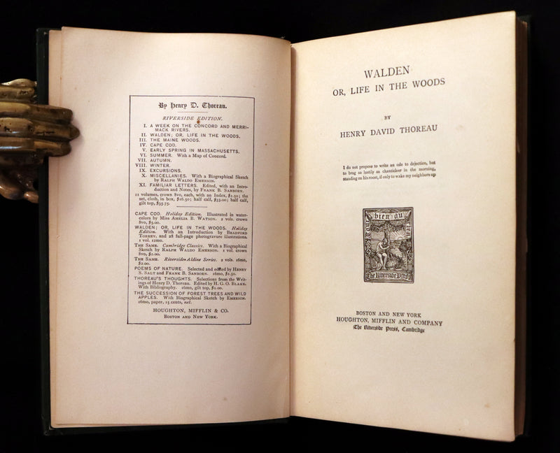 1893 Rare Book - WALDEN or, Life in the Woods by Henry David Thoreau.
