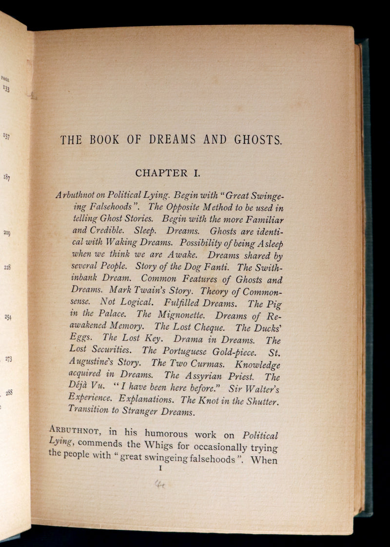 1897 Scarce First Edition - THE BOOK OF DREAMS AND GHOSTS by Andrew Lang.