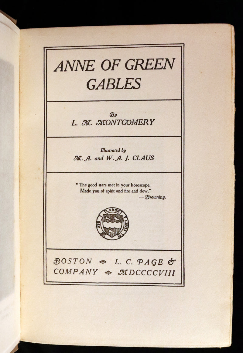 1910 Rare Early Edition - ANNE OF GREEN GABLES by Lucy Maud Montgomery. Illustrated.