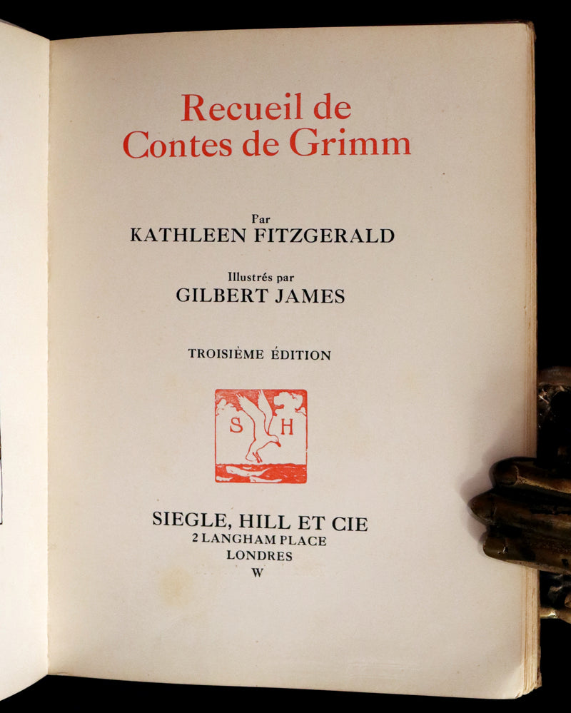 1910 Rare French Book - GRIMM's Fairy Tales - Recueil De Contes De Grimm illustrated by Gilbert James.