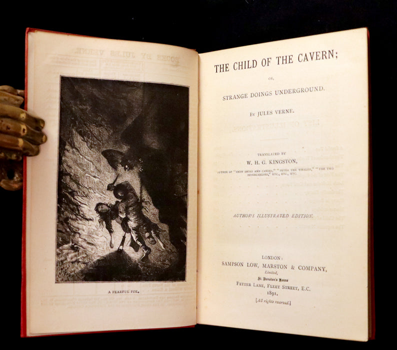 1891 Rare Book - Jules Verne Child of the Cavern Or Strange Doings Underground. Author's Illustrated Edition.