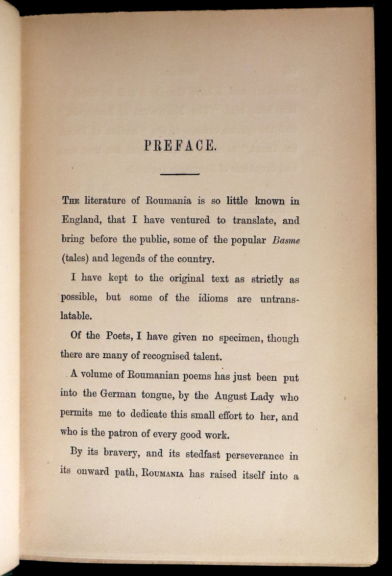 1881 Scarce First Edition - Roumanian Fairy Tales and Legends by E. B. Mawr.