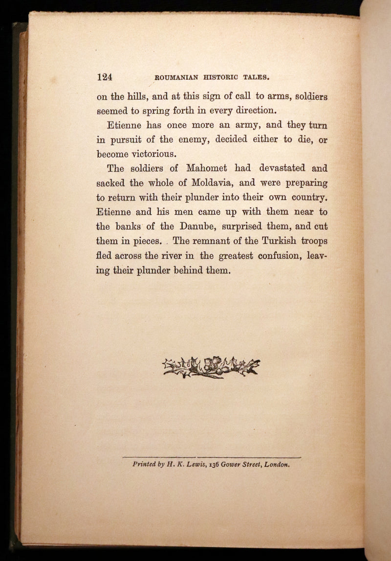 1881 Scarce First Edition - Roumanian Fairy Tales and Legends by E. B. Mawr.