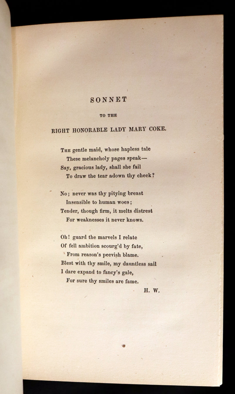 1854 Scarce First US Edition - The Castle of Otranto, a Gothic Story Set in a haunted castle by Horace Walpole.