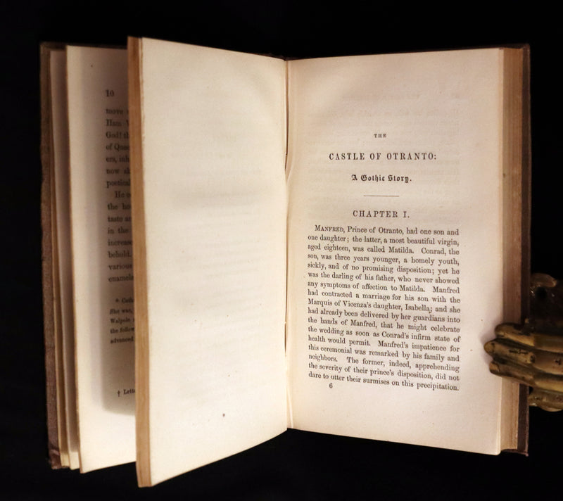 1854 Scarce First US Edition - The Castle of Otranto, a Gothic Story Set in a haunted castle by Horace Walpole.