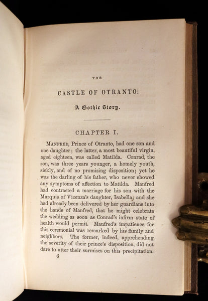 1854 Scarce First US Edition - The Castle of Otranto, a Gothic Story Set in a haunted castle by Horace Walpole.
