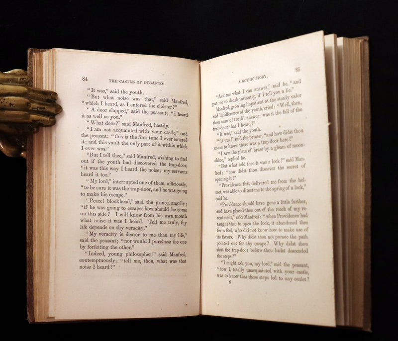 1854 Scarce First US Edition - The Castle of Otranto, a Gothic Story Set in a haunted castle by Horace Walpole.