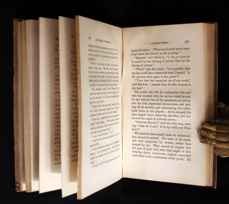 1854 Scarce First US Edition - The Castle of Otranto, a Gothic Story Set in a haunted castle by Horace Walpole.