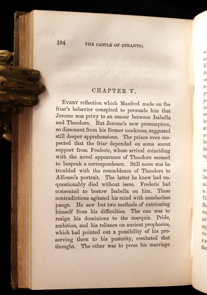 1854 Scarce First US Edition - The Castle of Otranto, a Gothic Story Set in a haunted castle by Horace Walpole.