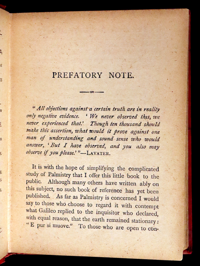 1890 Scarce Book - Character and Fortune Revealed. The ABC Guide to PALMISTRY by Paul Bello.