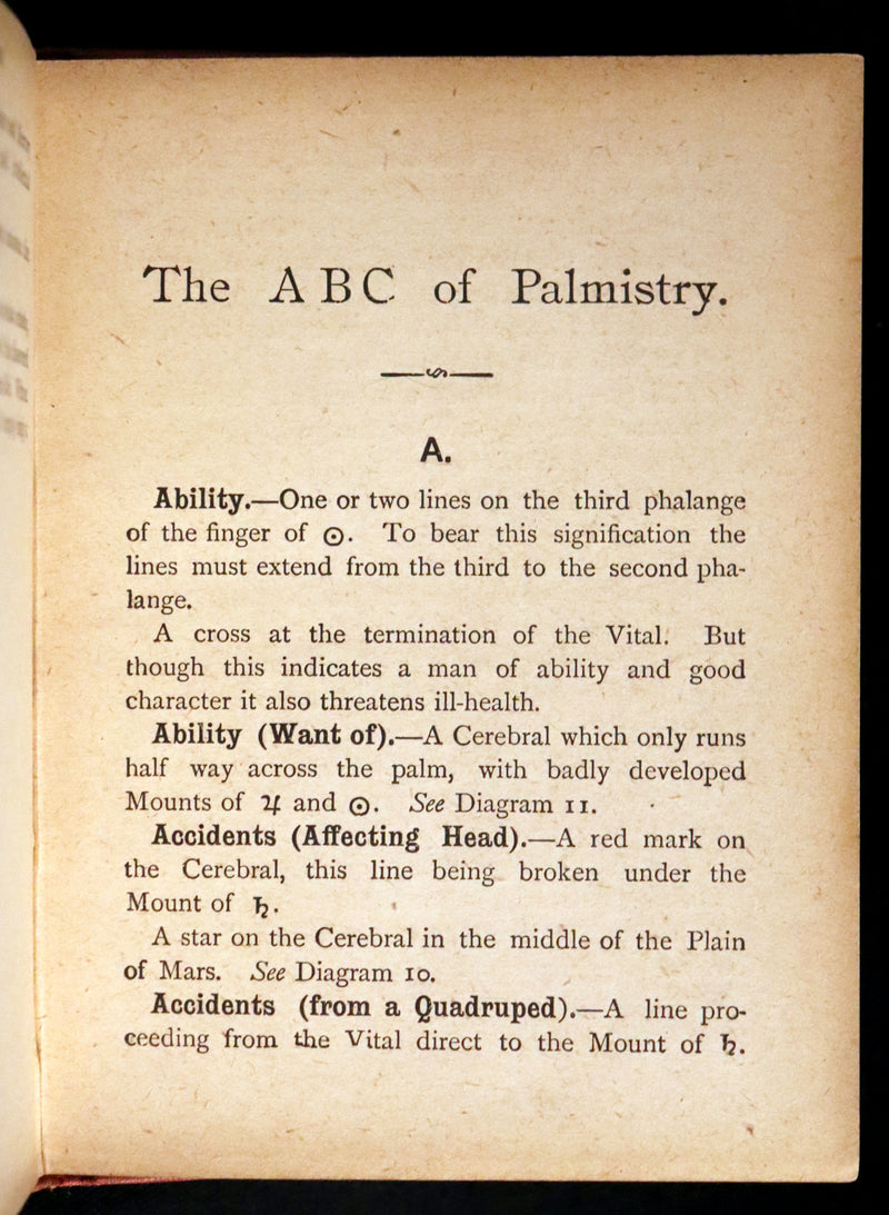 1890 Scarce Book - Character and Fortune Revealed. The ABC Guide to PALMISTRY by Paul Bello.