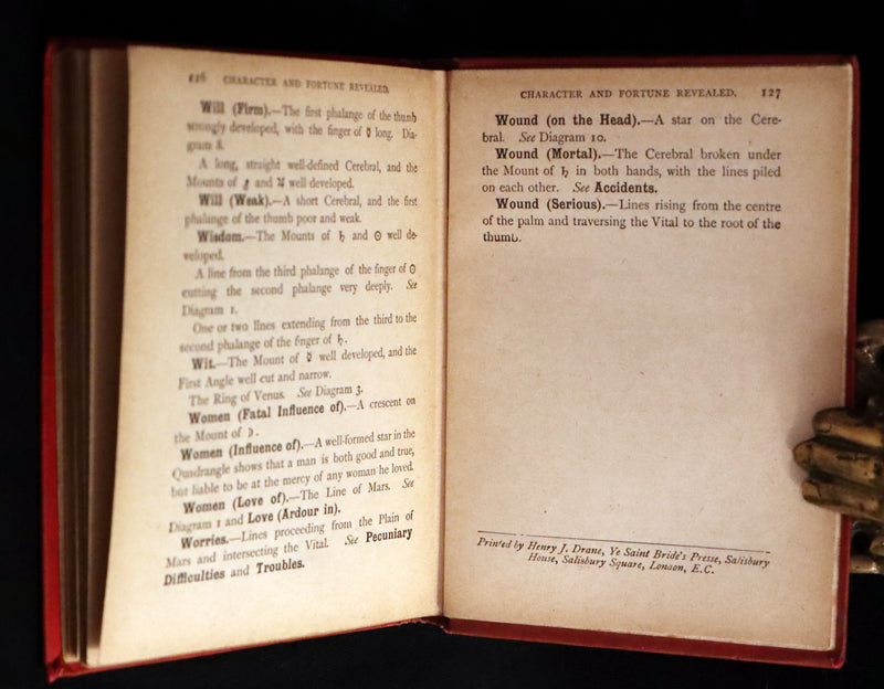 1890 Scarce Book - Character and Fortune Revealed. The ABC Guide to PALMISTRY by Paul Bello.