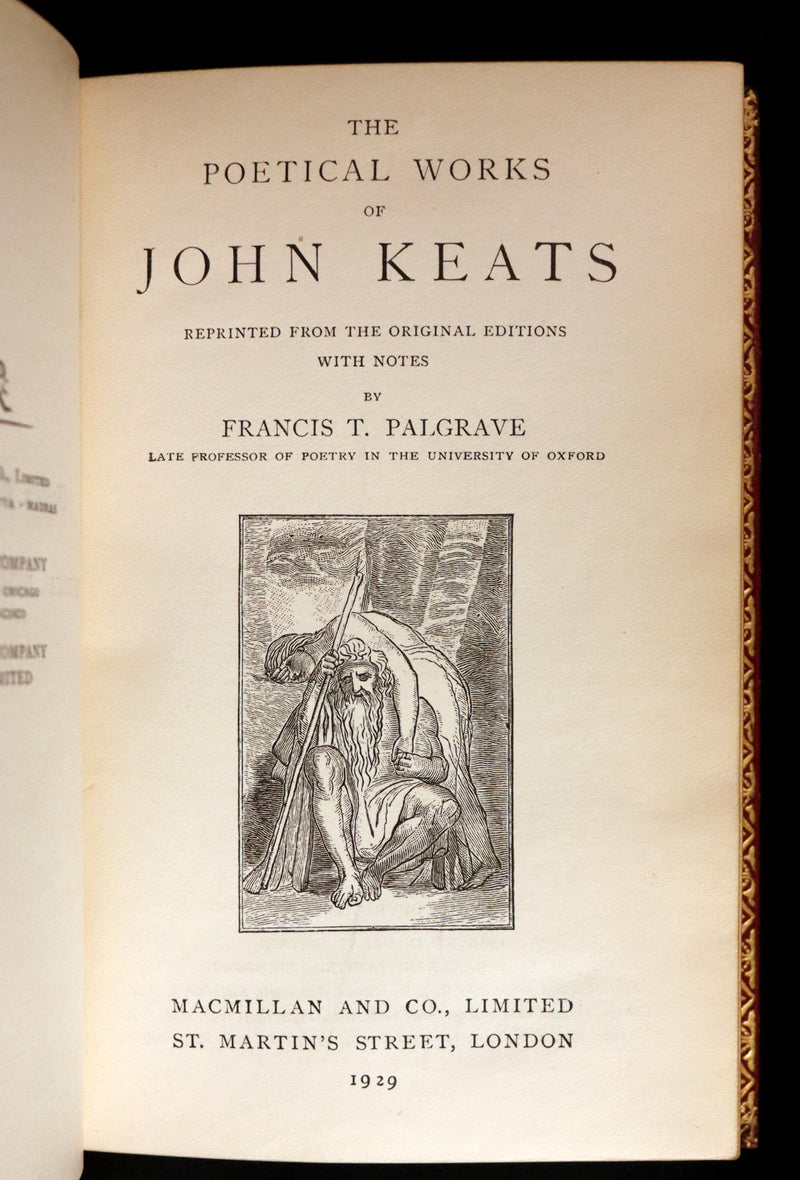 1929 Beautiful Book bound by Riviere & Son - The Poetical Works of John Keats. Ode on Melancholy.