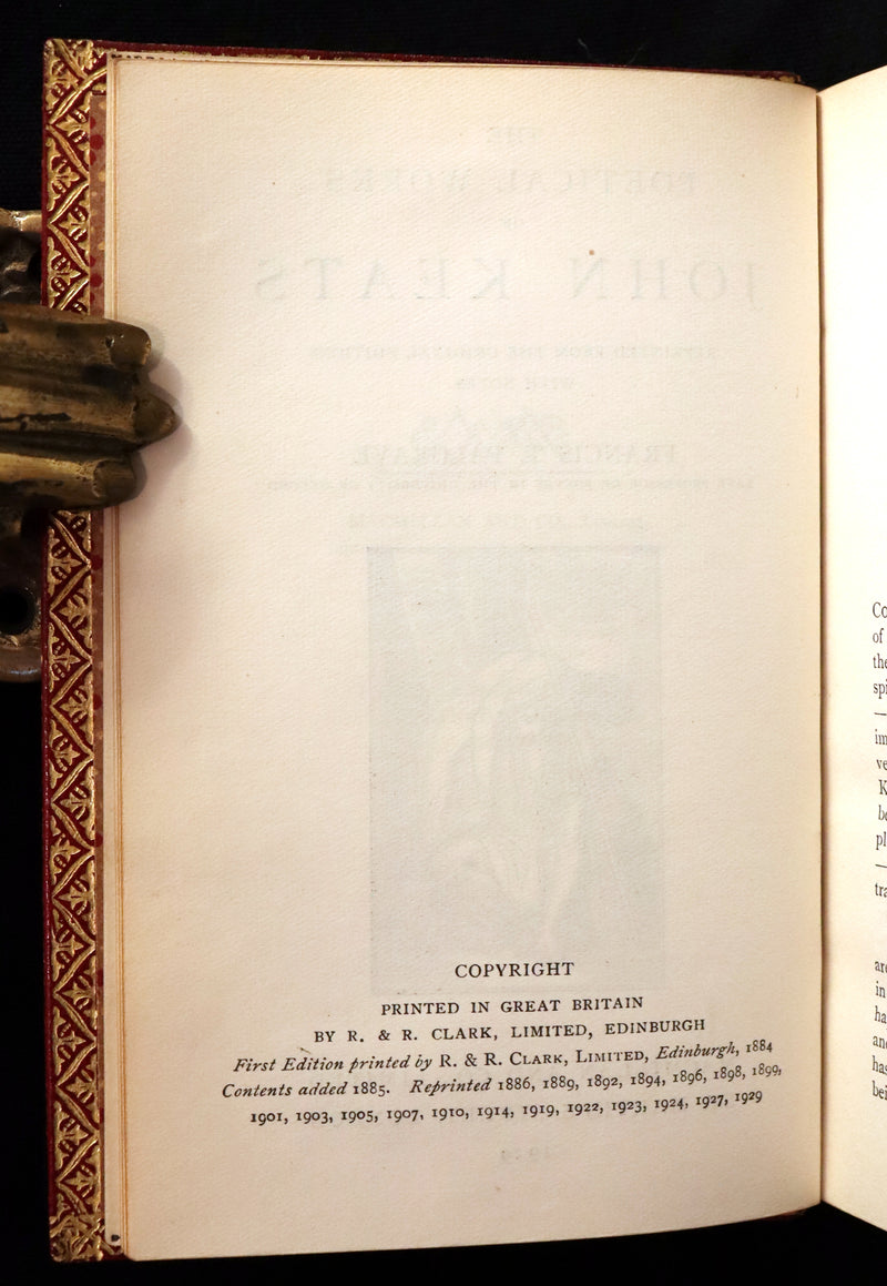 1929 Beautiful Book bound by Riviere & Son - The Poetical Works of John Keats. Ode on Melancholy.