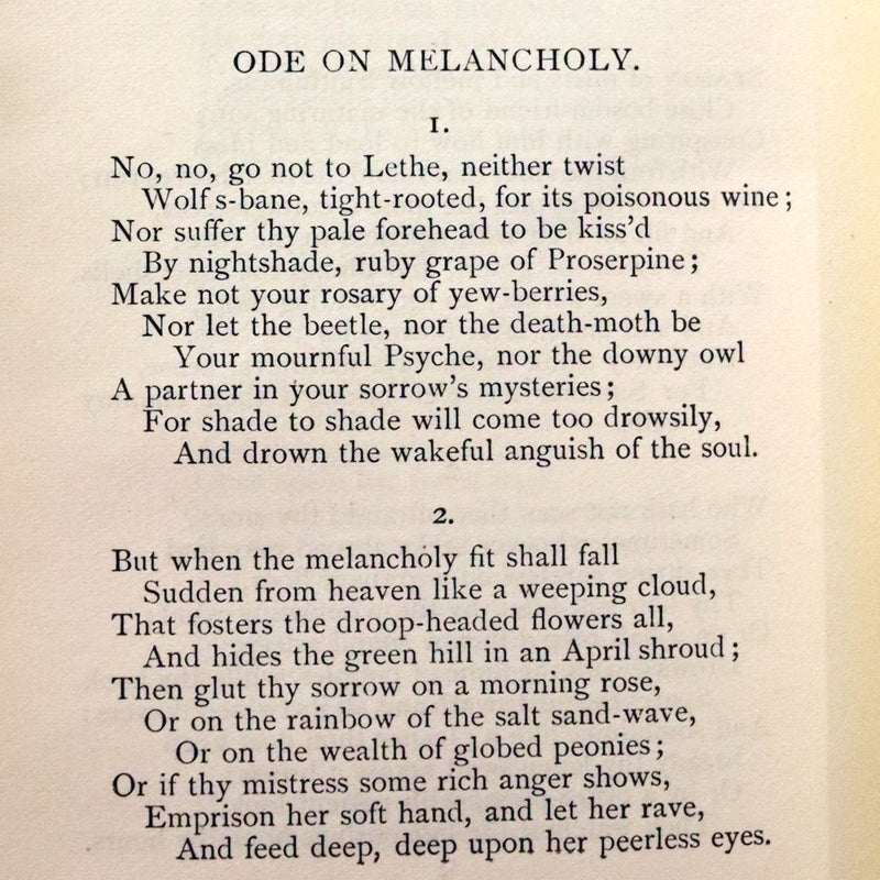1929 Beautiful Book bound by Riviere & Son - The Poetical Works of John Keats. Ode on Melancholy.