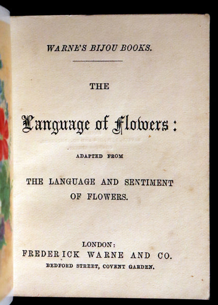1870 Rare small Floriography Book ~ The Language of Flowers Adapted from The Language and Sentiment of Flowers.
