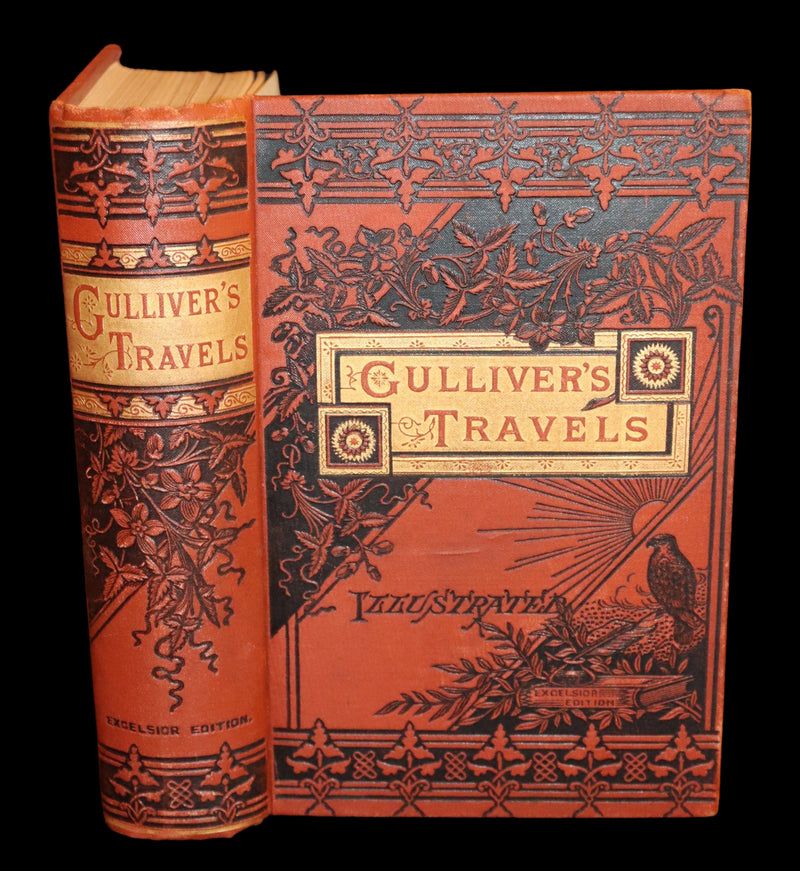 1885 Rare Victorian Book - Gulliver's Travels Into Several Remote Nations of the World & Baron Munchausen Illustrated.