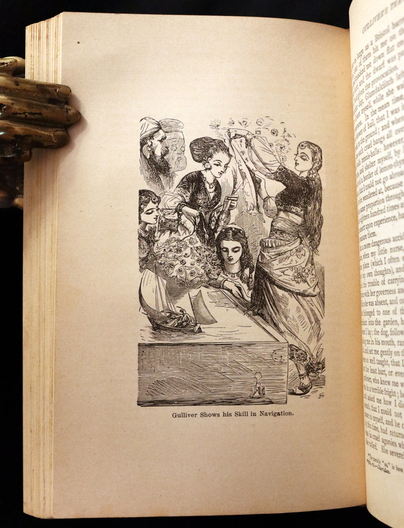 1885 Rare Victorian Book - Gulliver's Travels Into Several Remote Nations of the World & Baron Munchausen Illustrated.
