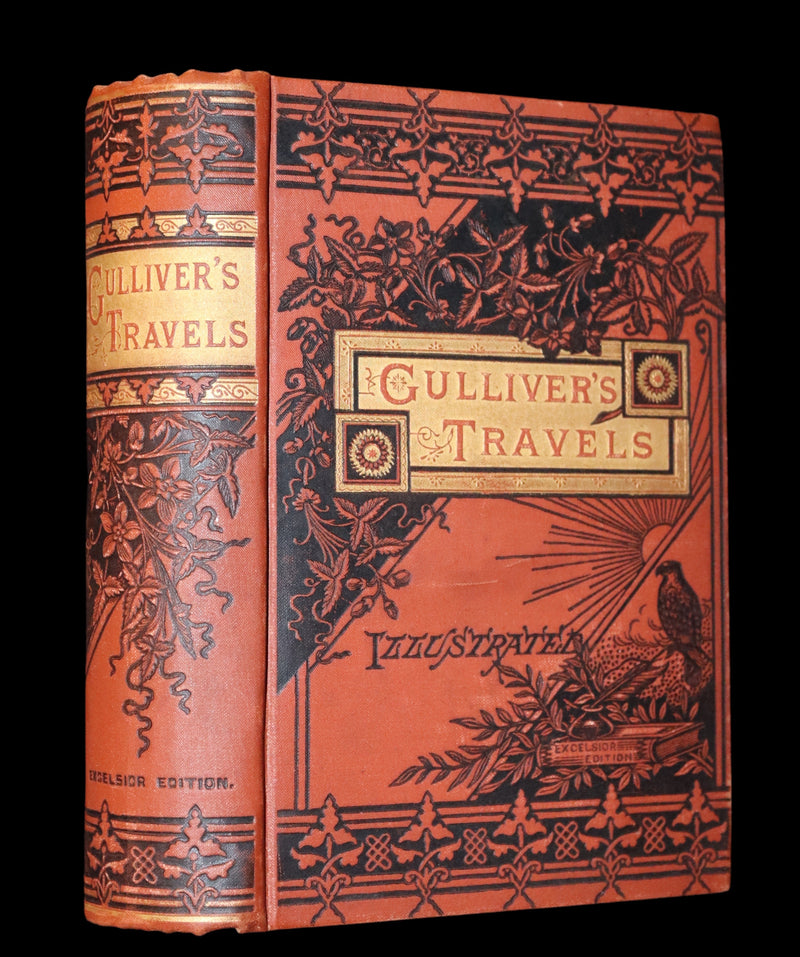 1885 Rare Victorian Book - Gulliver's Travels Into Several Remote Nations of the World & Baron Munchausen Illustrated.