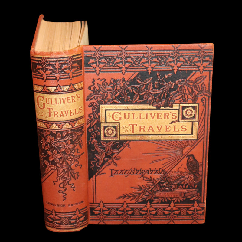 1885 Rare Victorian Book - Gulliver's Travels Into Several Remote Nations of the World & Baron Munchausen Illustrated.