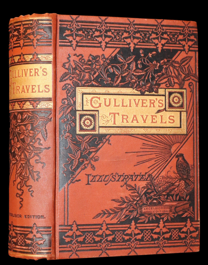 1885 Rare Victorian Book - Gulliver's Travels Into Several Remote Nations of the World & Baron Munchausen Illustrated.