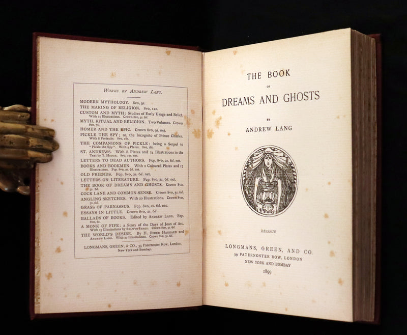 1899 Scarce Book - THE BOOK OF DREAMS AND GHOSTS by Andrew Lang.