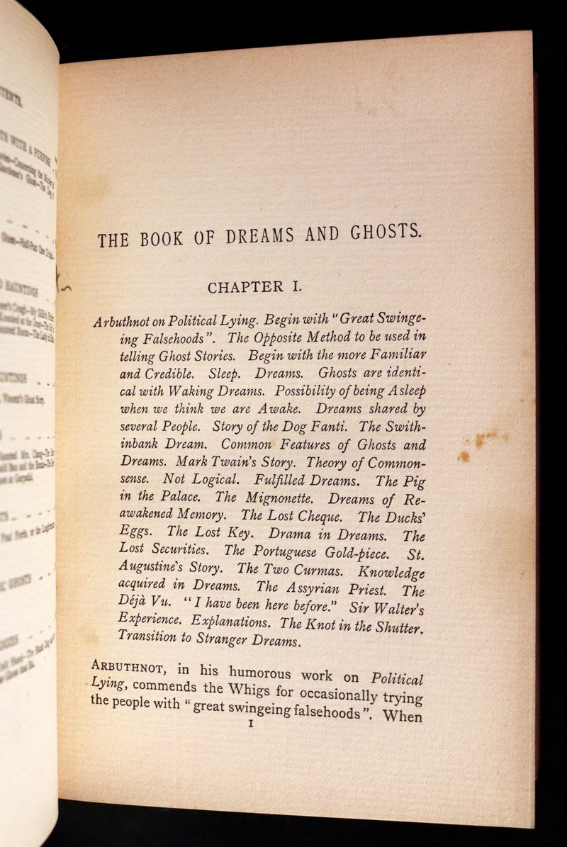 1899 Scarce Book - THE BOOK OF DREAMS AND GHOSTS by Andrew Lang.