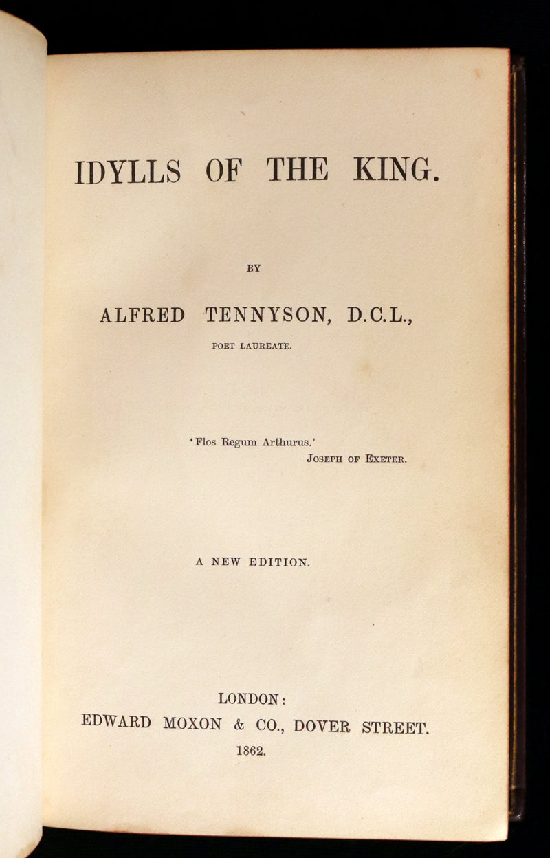 1862 Nice Victorian binding - Legend of King Arthur - IDYLLS OF THE KING by Alfred Tennyson.