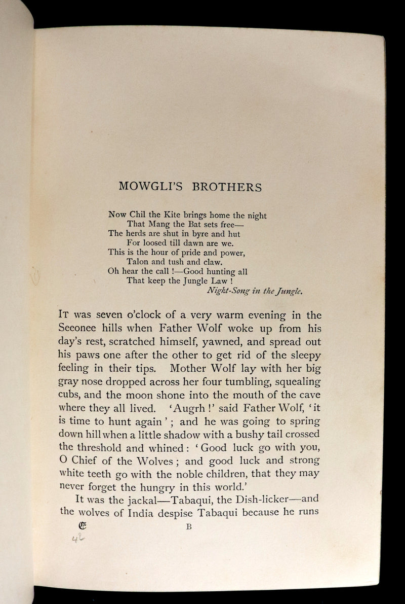 1894 Rare First Edition, second printing - The Jungle Book by Rudyard Kipling. Illustrated.