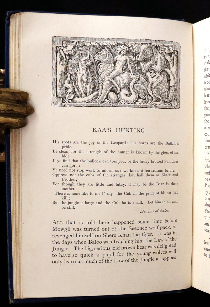 1894 Rare First Edition, second printing - The Jungle Book by Rudyard Kipling. Illustrated.
