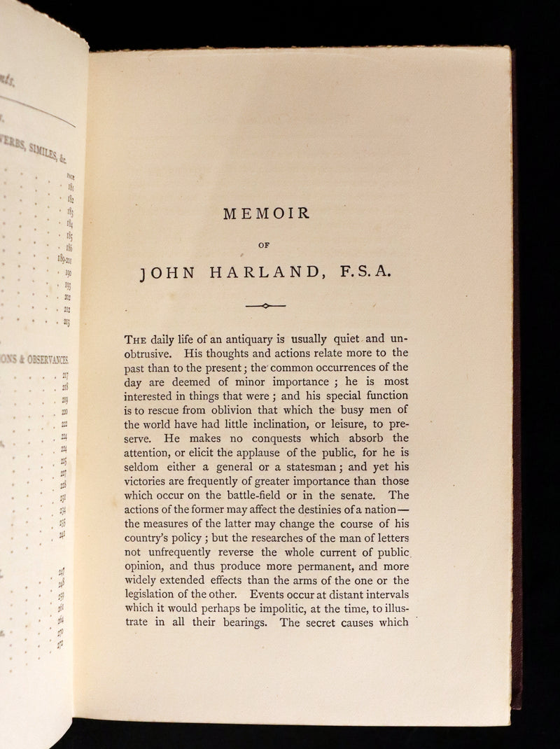 1873 Rare First Edition - LANCASHIRE LEGENDS, SUPERSTITIONS & WITCHES by HARLAND & WILKINSON.