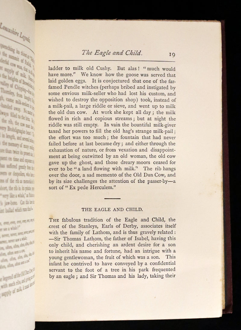 1873 Rare First Edition - LANCASHIRE LEGENDS, SUPERSTITIONS & WITCHES by HARLAND & WILKINSON.