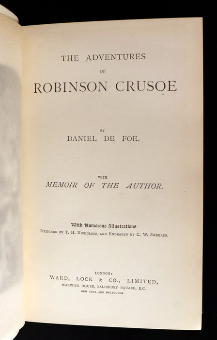 1880 Rare Book - THE ADVENTURES OF ROBINSON CRUSOE illustrated by Thomas Henry Nicolson.