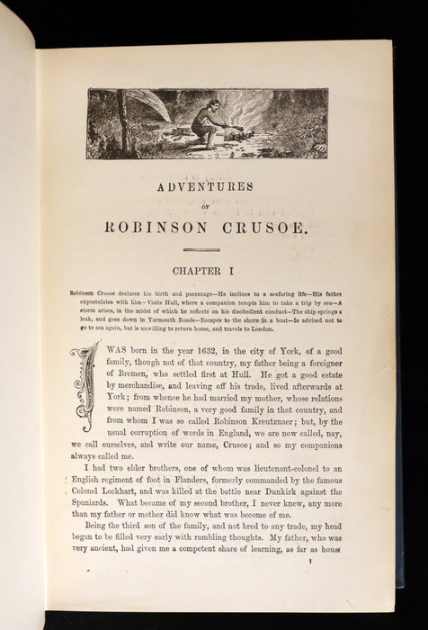 1880 Rare Book - THE ADVENTURES OF ROBINSON CRUSOE illustrated by Thomas Henry Nicolson.