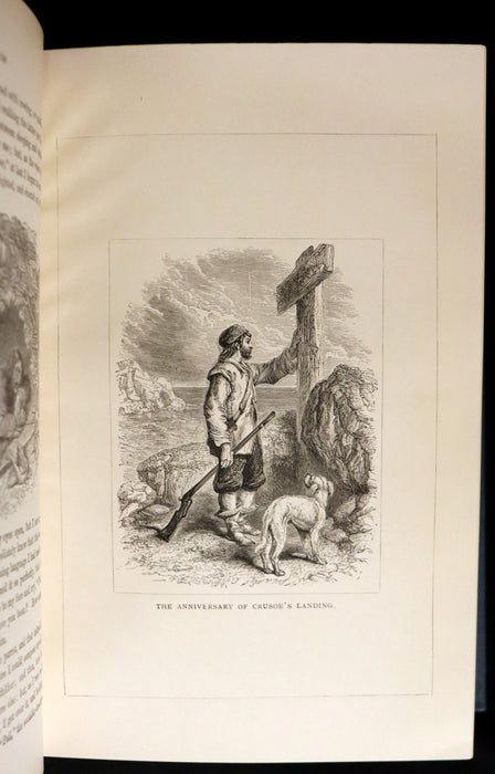 1880 Rare Book - THE ADVENTURES OF ROBINSON CRUSOE illustrated by Thomas Henry Nicolson.