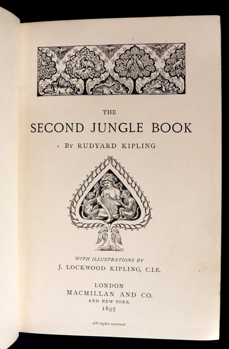 1895 Rare First Edition - The Second Jungle Book by Rudyard Kipling.