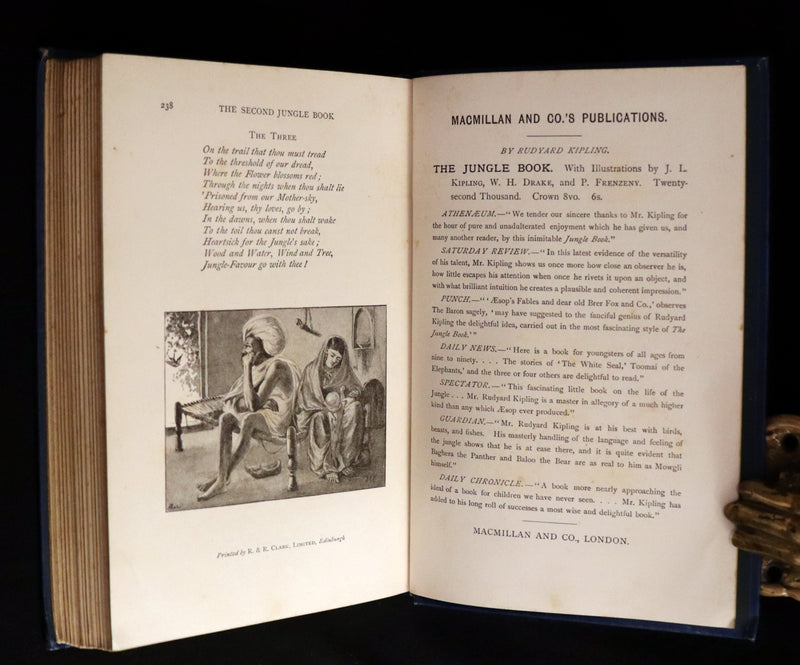1895 Rare First Edition - The Second Jungle Book by Rudyard Kipling.