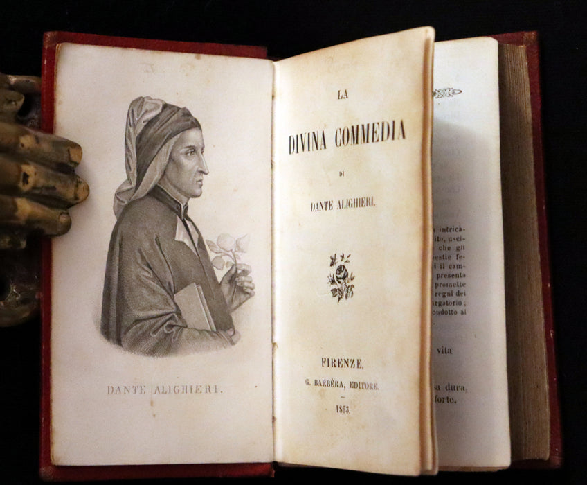 1863 Rare Italian Book - La Divina Commedia di DANTE ALIGHIERI - Divine Comedy.