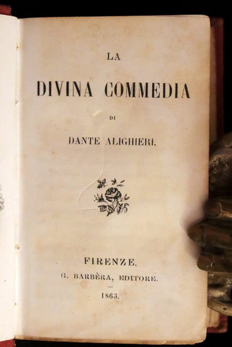 1863 Rare Italian Book - La Divina Commedia di DANTE ALIGHIERI - Divine Comedy.