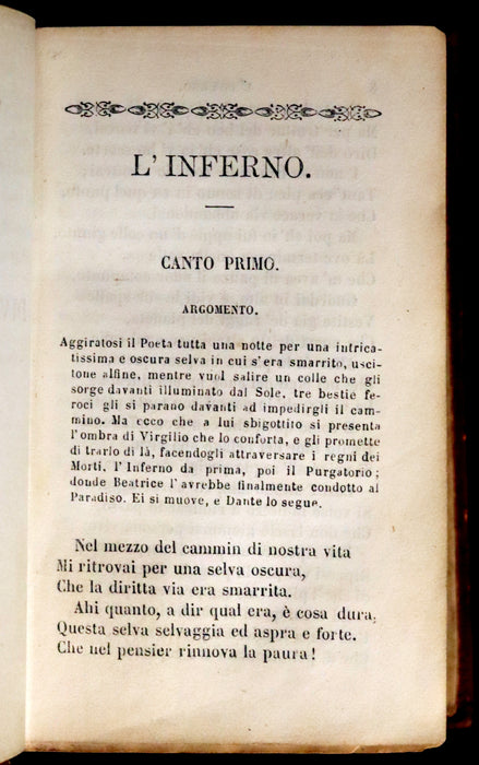 1863 Rare Italian Book - La Divina Commedia di DANTE ALIGHIERI - Divine Comedy.