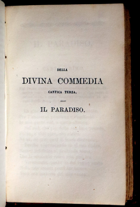 1863 Rare Italian Book - La Divina Commedia di DANTE ALIGHIERI - Divine Comedy.