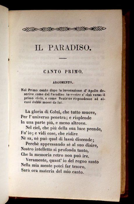 1863 Rare Italian Book - La Divina Commedia di DANTE ALIGHIERI - Divine Comedy.