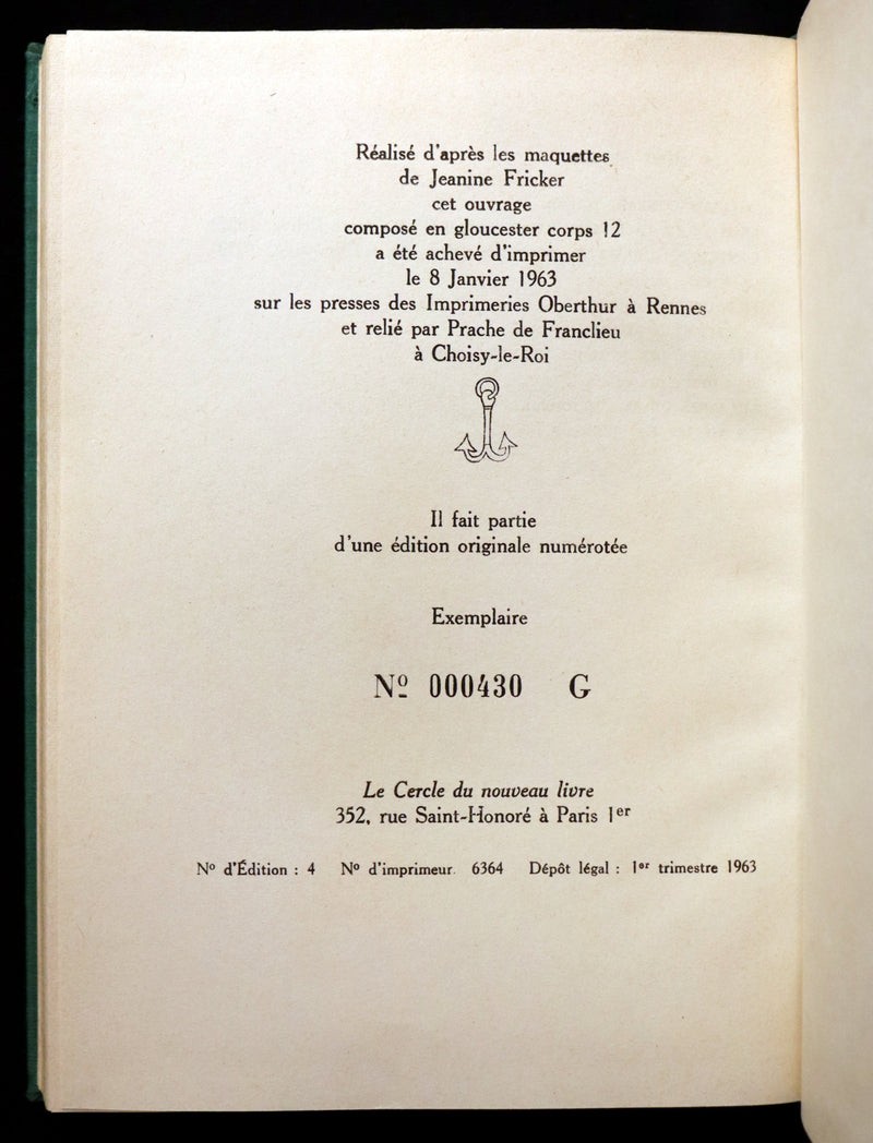 1963 Rare First Limited Edition #430 - La Planete des Singes (The Planet of the Apes) by Pierre Boulle.