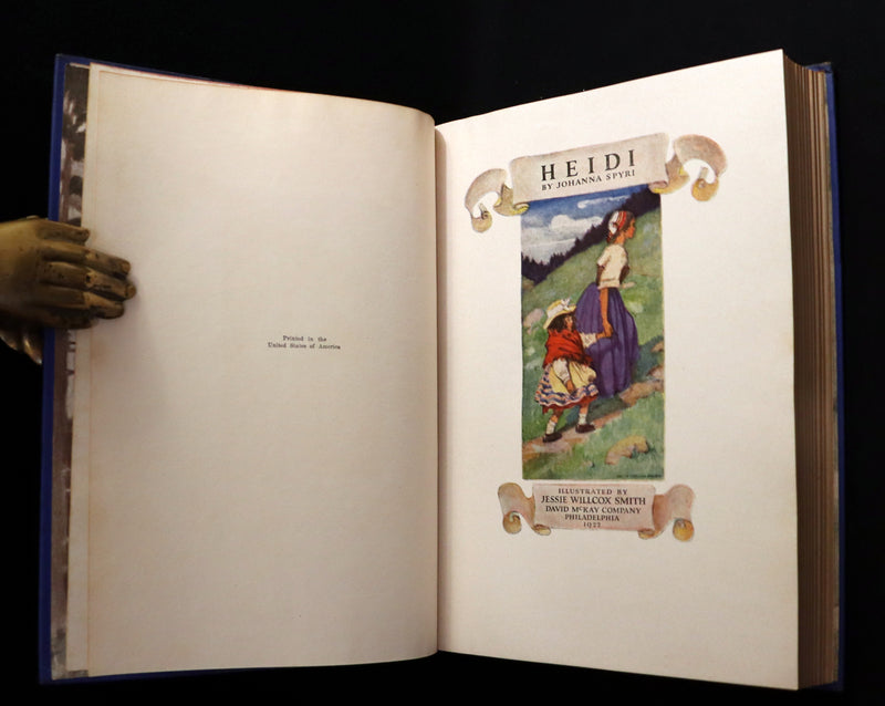 1922 Rare Book - HEIDI by Johanna Spyri illustrated in color by Jessie Willcox Smith.