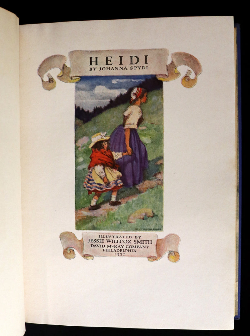 1922 Rare Book - HEIDI by Johanna Spyri illustrated in color by Jessie Willcox Smith.